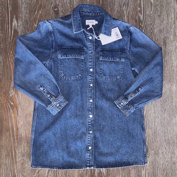 FRAME denim A-Line Shirt Dress in Brisk size XS - Picture 6 of 10